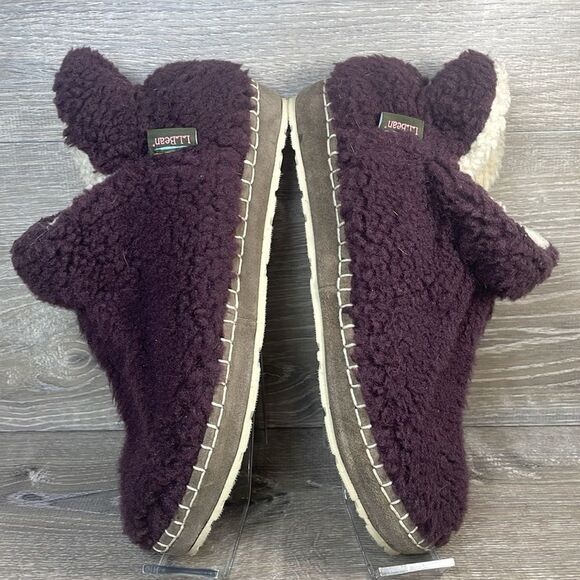 L.L.Bean Cozy Sherpa Fleece Plum Purple Women’s Sz 10M Slip On Slipper Booties - Picture 9 of 11